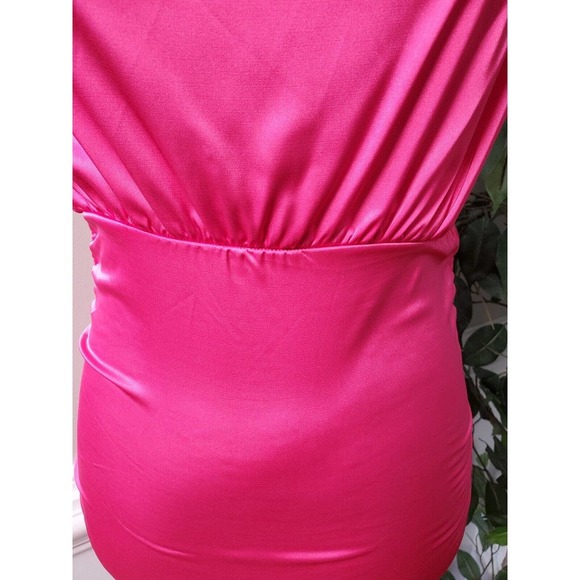 Pink Women's Solid Polyester Mock Neck Sleeveless Knee Length Dress Size Small - Picture 3 of 10